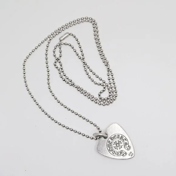 Authentic Chrome Hearts Guitar Pick Pendant + Ball Chain Necklace - Picture 2 of 7
